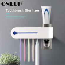 Load image into Gallery viewer, ONEUP Antibacteria Ultraviolet Toothbrush Holder Sterilizer Automatic Toothpaste Dispenser Squeezer Bathroom Accessories Set
