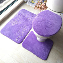 Load image into Gallery viewer, 3 pièces/ensemble tapis de salle de bain ensemble flanelle anti-dérapant cuisine tapis de bain tapis salle de bain tapis de toilette lavable Tapete Banheiro
