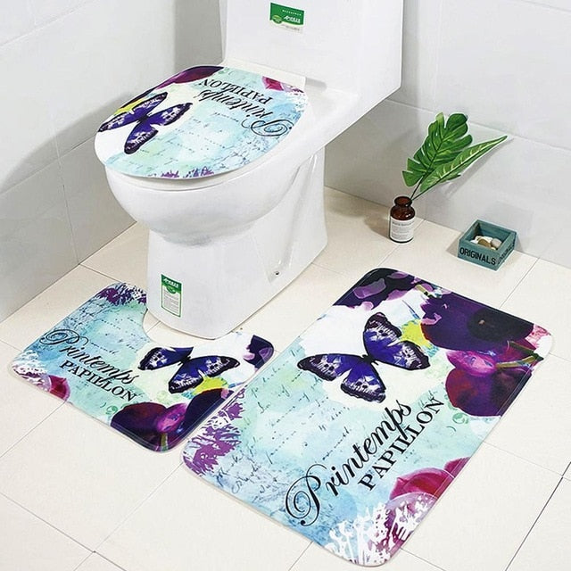 3 pièces/ensemble tapis de salle de bain ensemble flanelle anti-dérapant cuisine tapis de bain tapis salle de bain tapis de toilette lavable Tapete Banheiro